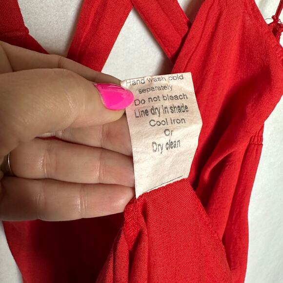 NWT Valentina Naldi Italian Red Linen Blend Crossback Sundress – Size L - Picture 9 of 11